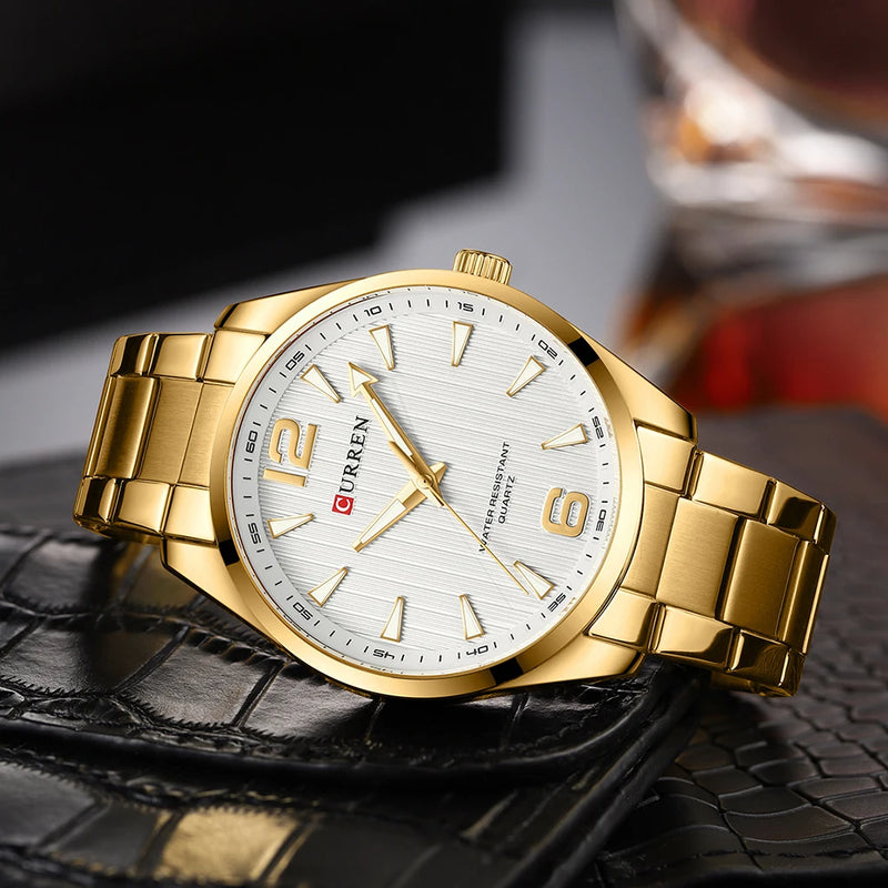 CURREN Fashion Brand Men's Watches with Luminous Hands Classy Business Stainless Steel Band Wristwatches for Male