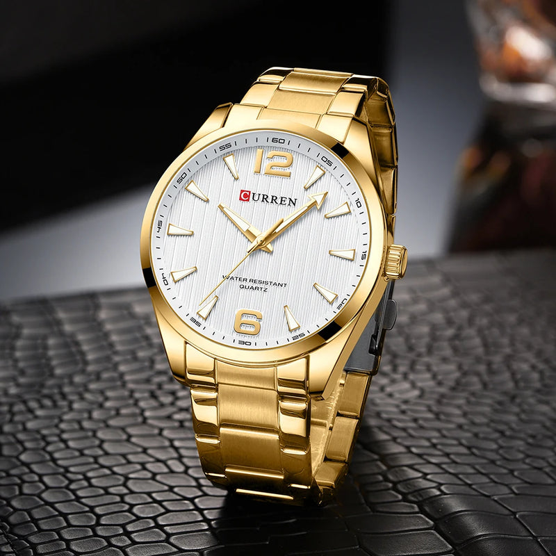 CURREN Fashion Brand Men's Watches with Luminous Hands Classy Business Stainless Steel Band Wristwatches for Male