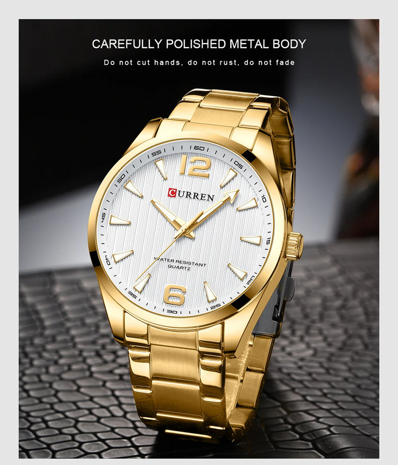 CURREN Fashion Brand Men's Watches with Luminous Hands Classy Business Stainless Steel Band Wristwatches for Male