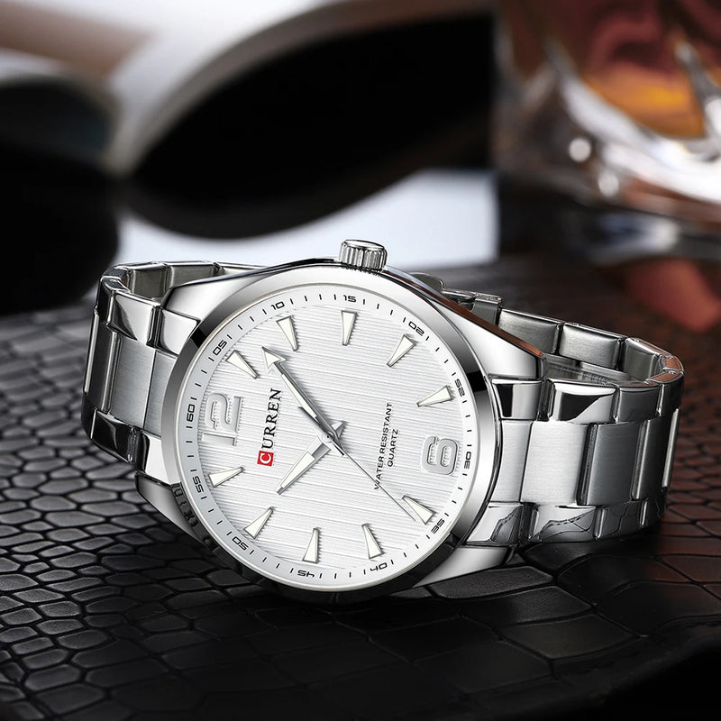 CURREN Fashion Brand Men's Watches with Luminous Hands Classy Business Stainless Steel Band Wristwatches for Male