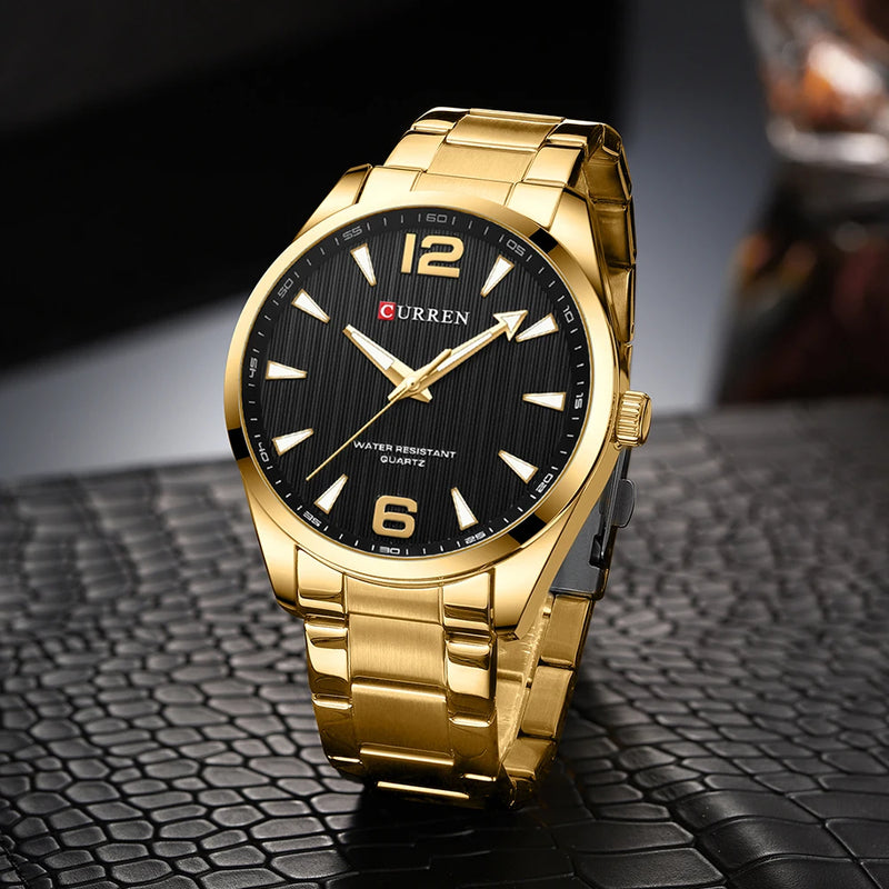 CURREN Fashion Brand Men's Watches with Luminous Hands Classy Business Stainless Steel Band Wristwatches for Male