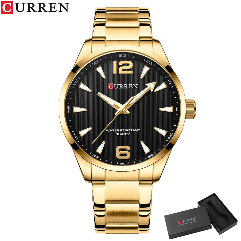 CURREN Fashion Brand Men's Watches with Luminous Hands Classy Business Stainless Steel Band Wristwatches for Male